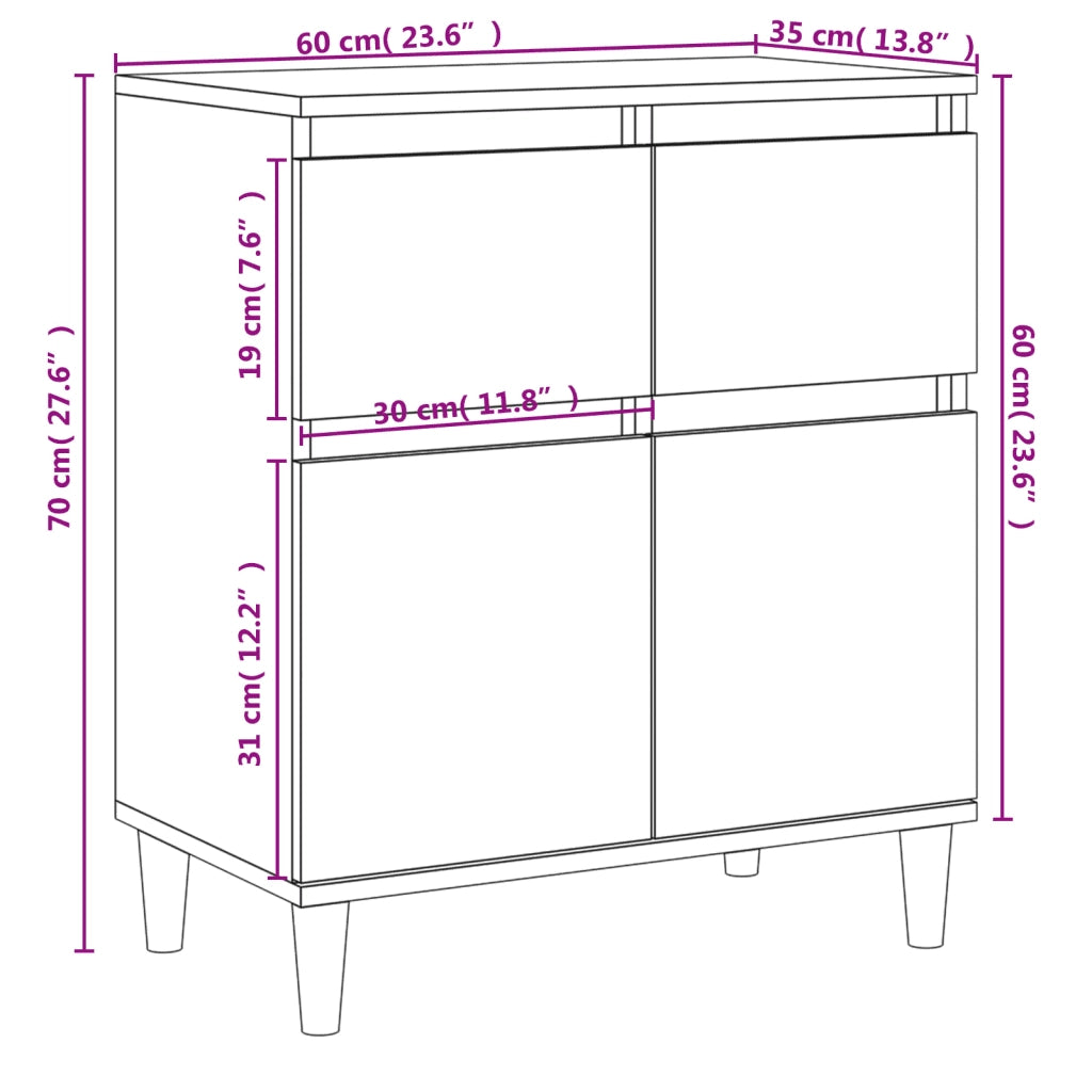 Credenza Grigio Cemento 60x35x70 cm in Legno Multistrato 819680