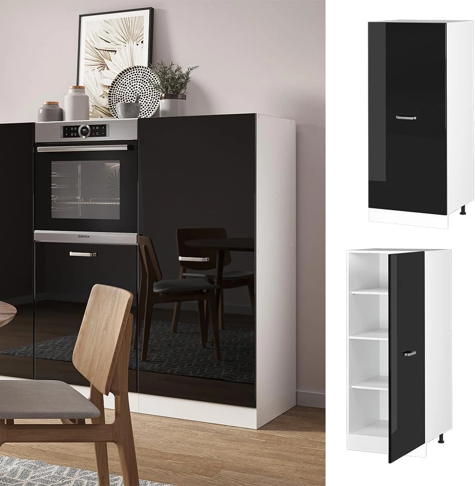 mobile cucina dispensa R-Line, Nero lucido, 60 cm, per la libera combinazione all'interno di sistemi cucina modulari
