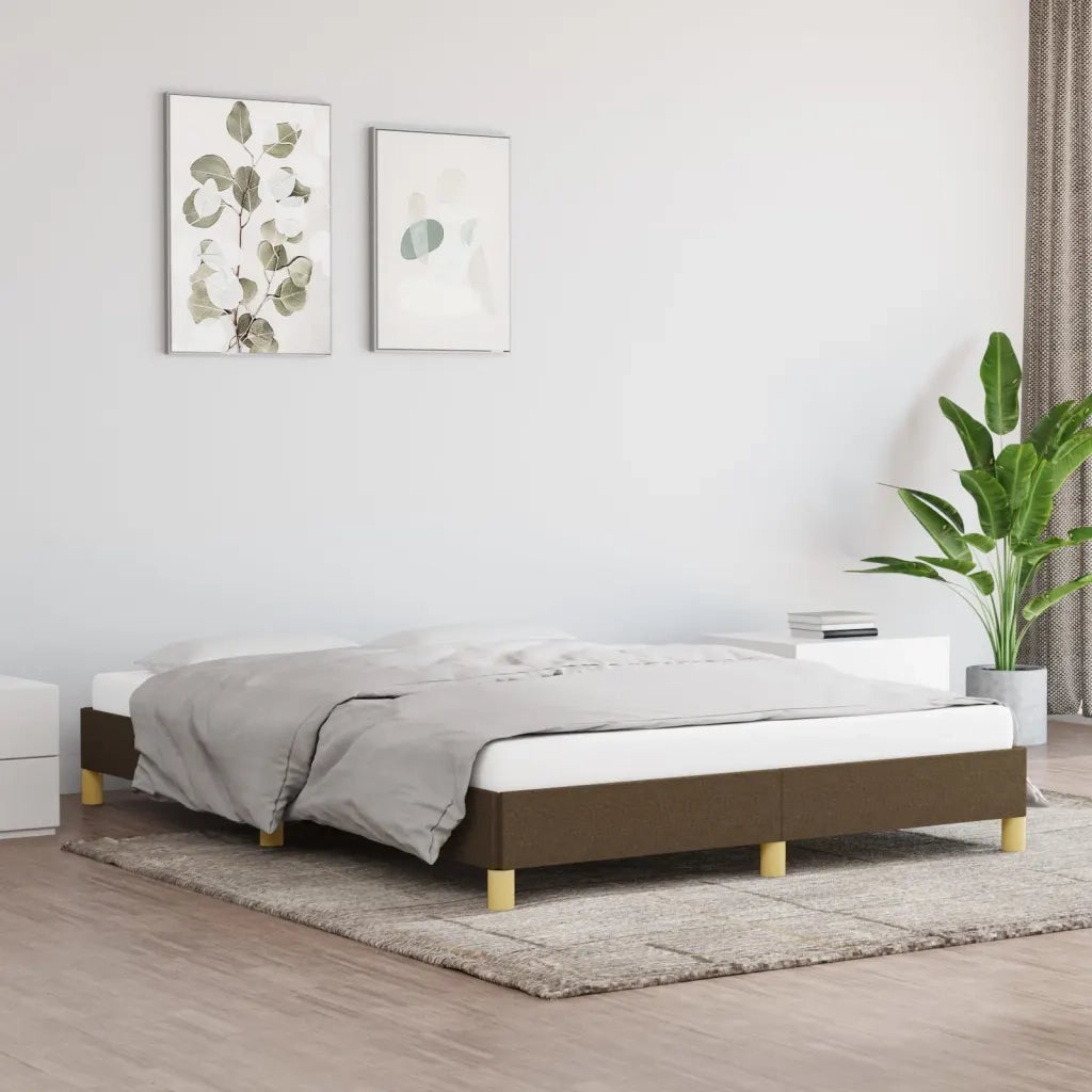Giroletto senza Materasso Marrone Scuro 160x200 cm Tessuto 346829