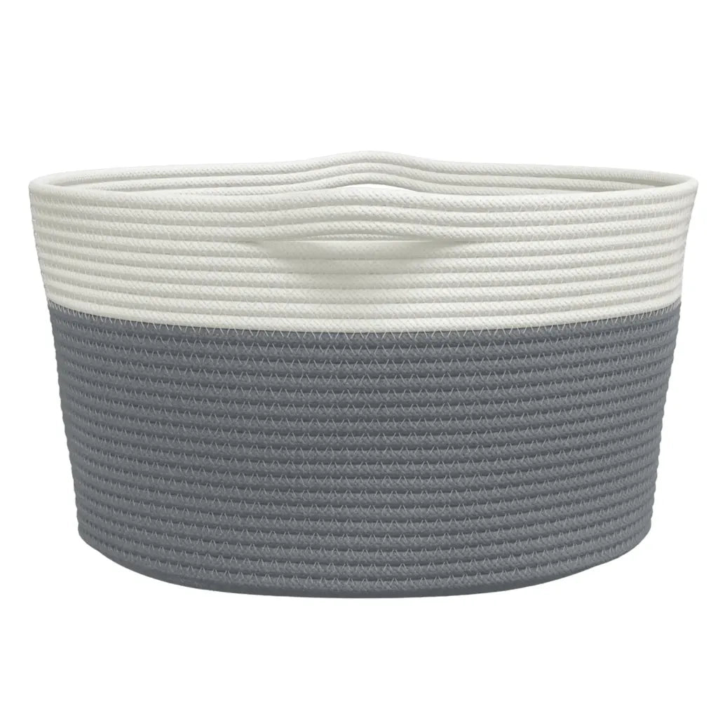 Cestino Portaoggetti Grigio e Bianco ?40x25 cm in Cotone CFW5383304