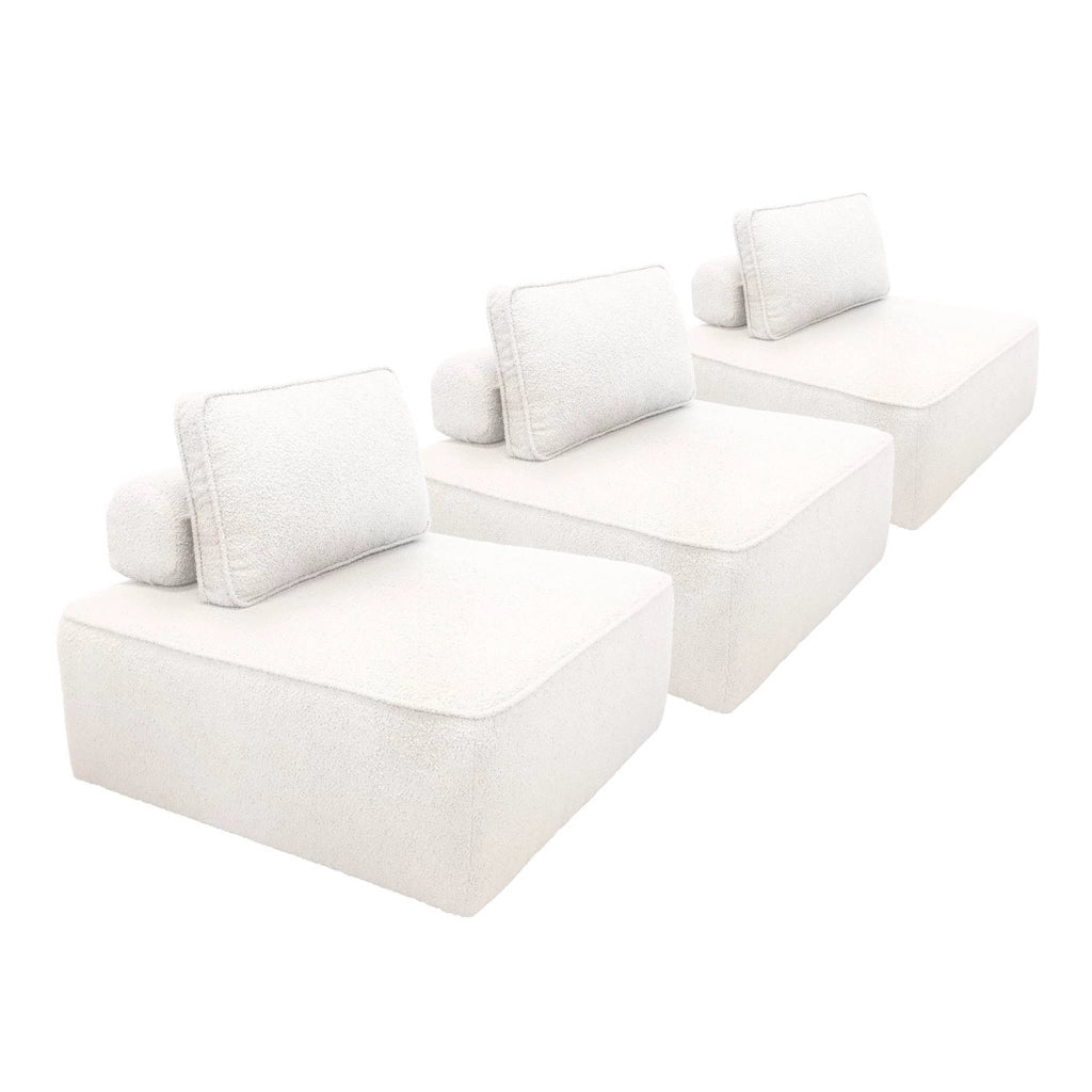 Divano modulare in bouclé, 3 posti, crema