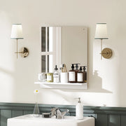 Specchio da parete bagno con ripiano bianco 50 x 60 cm