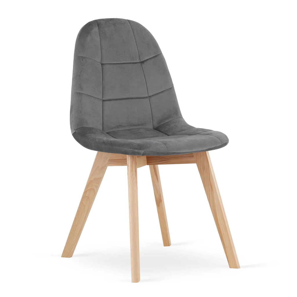 Sedia Valora NUUC in velluto grigio scuro, design ergonomico x3