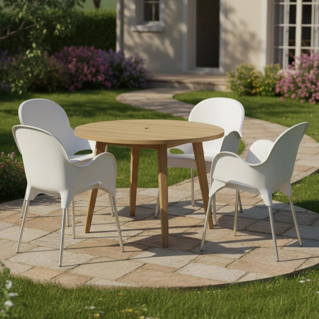 Raimund, Sedia da Esterno 4 Sedie Made in Italy, Bianco
