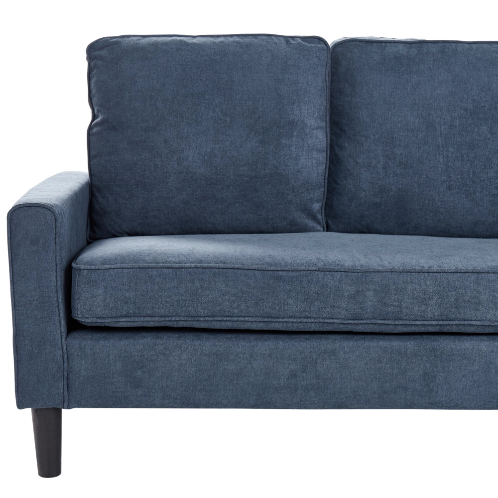 Divano di colore Blu Scuro a 3 posti con Poggiapiedi Ottomano Imbottito stile Classico Tradizionale