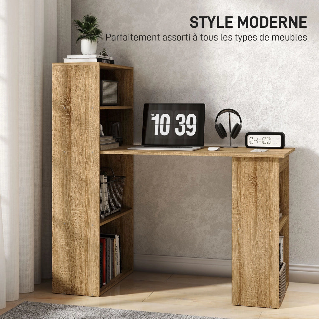 Scrivania angolare con libreria ¨C Zephmum ¨C Rovere 120x60x180