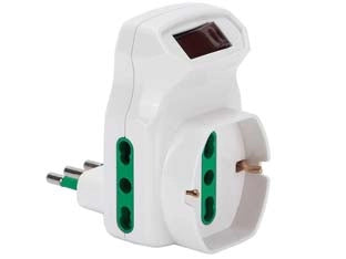 ADATTATORE TRIPLO SHUKO 2 POLI + TERRA 16A CON INTERRUTTORE AUTOMATICO- - bianco 87317 - 2 pezzi FANTON