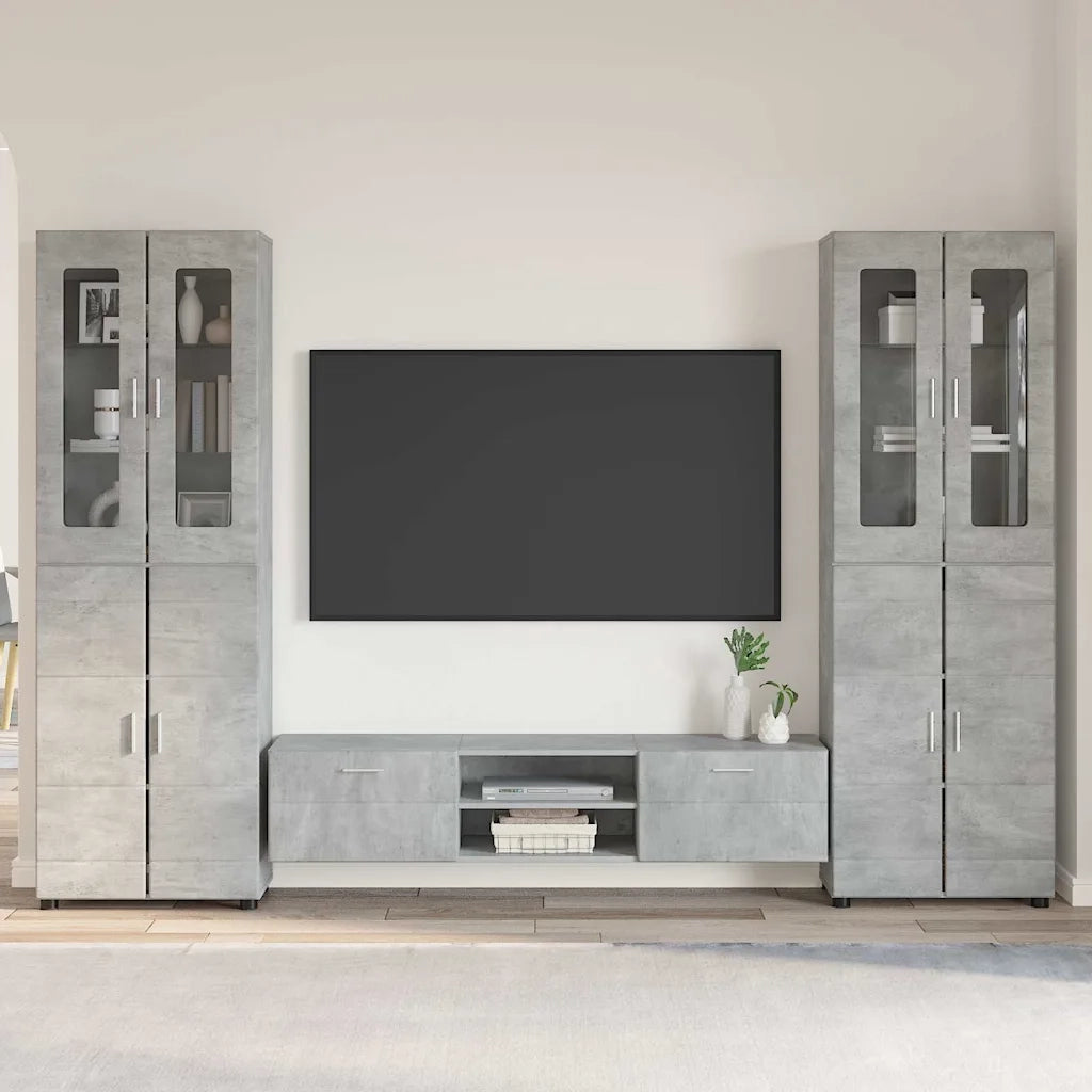 Set mobile TV FLORIN 3 pcs Grigio cemento Legno multistrato