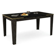 Tavolo fisso Asciano, Ripiano da cucina, Consolle per sala da pranzo, Ripiano rettangolare fisso, 145x85h76 cm, Nero e Oro