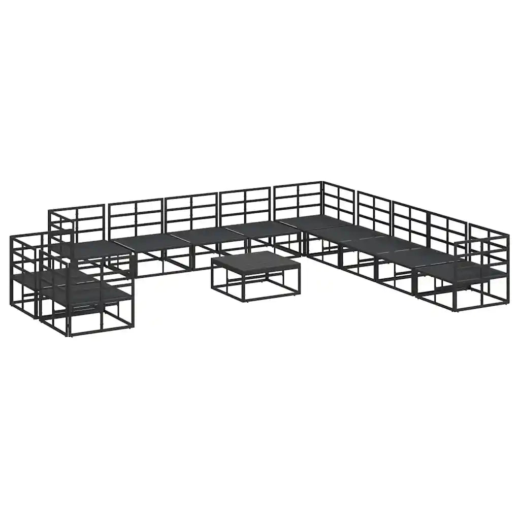 Set Divano da Giardino con cuscino 12 pcs Nero Alluminio 3378887