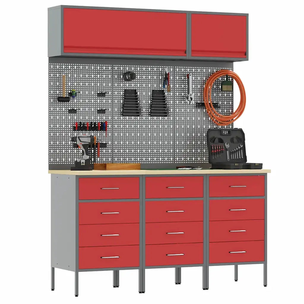 Set di mobili da lavoro con cassetto 8 pcs Rosso 3321439