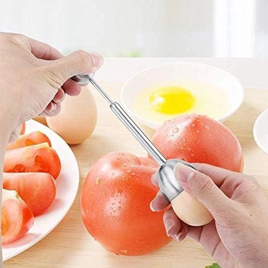 Egg Slicer in Acciaio Inossidabile per Uova Molli e Dure - Strumento di Separazione per Uova - Accessori Cucina con Coltello Pratico.