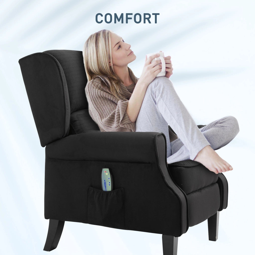 Poltrona Relax Massaggiante Reclinabile con Telecomando, 78x83x101cm, Nero
