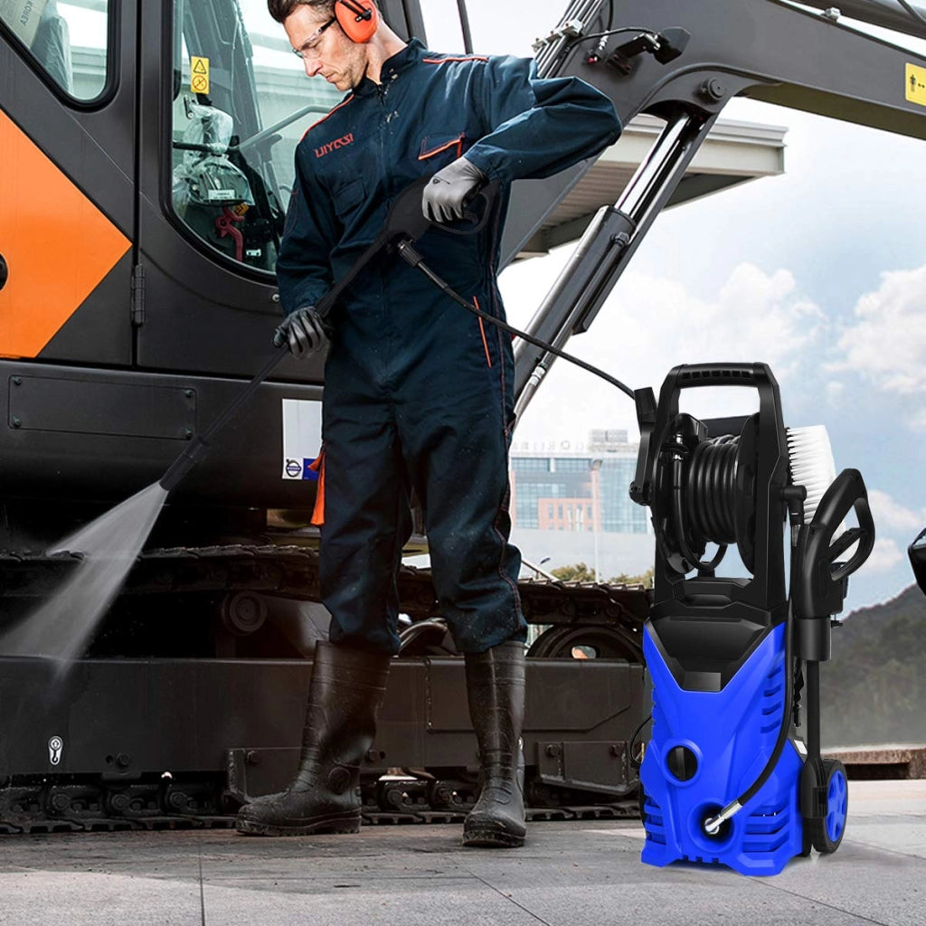Idropulitrice con 2030 PSI, 5L / Min Idropulitrice Portatile con Ugello Lotus e Ugello ad Alta Pressione, Cavi e Tubi Più lunghi, Adatto per La pulizia di Giardini, Auto,Case(blu)