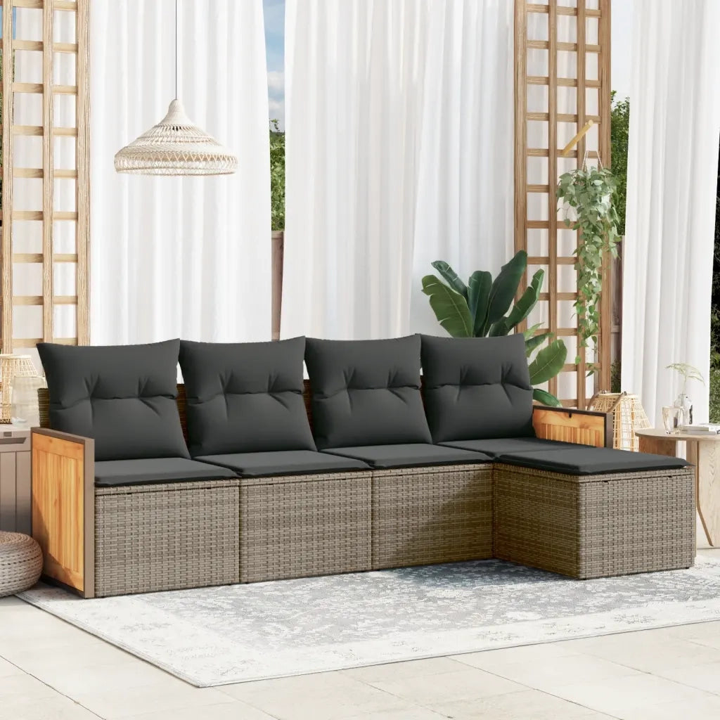Set Divano da Giardino 5 pz con Cuscini Grigio in Polyrattancod mxl 89813