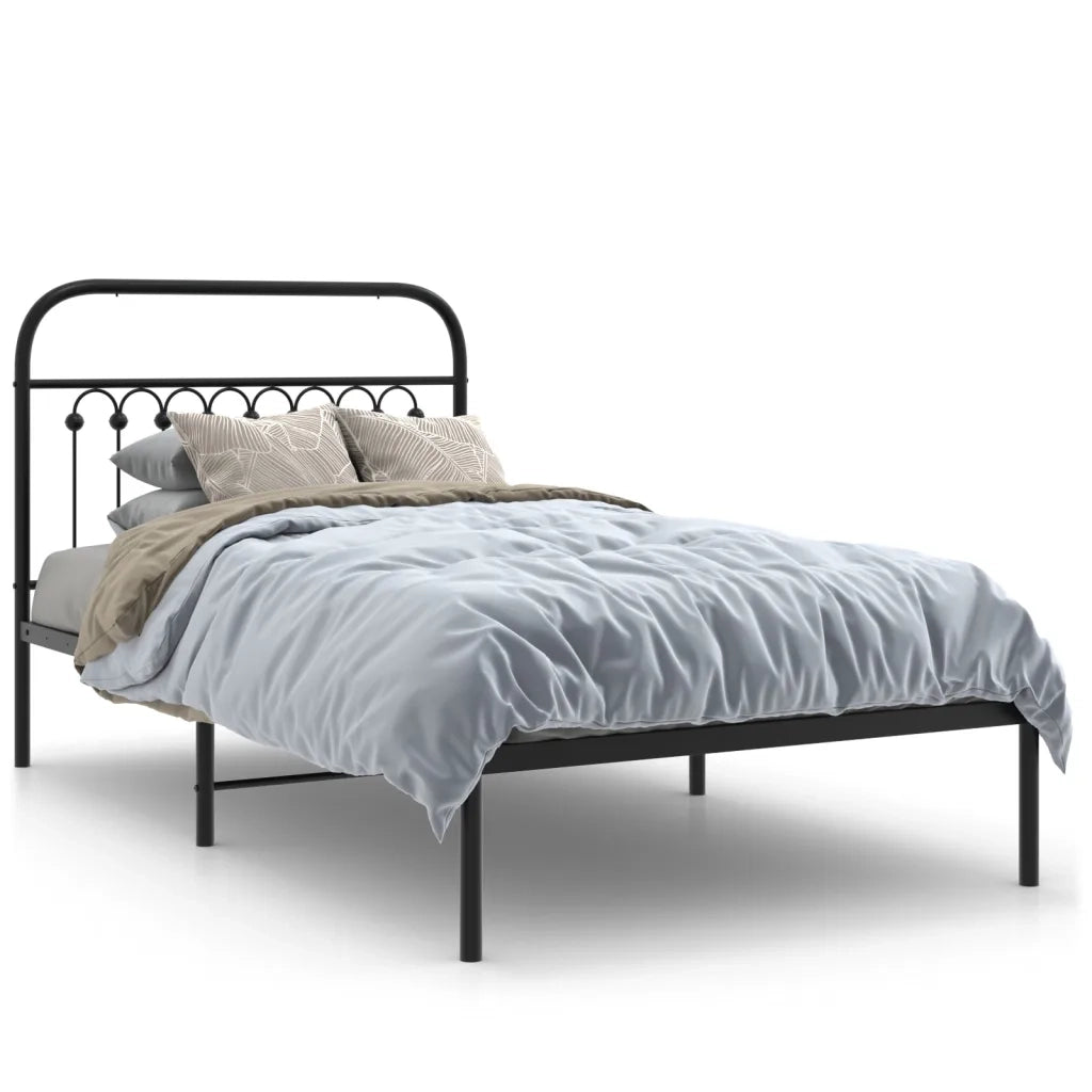 Giroletto con Testiera in Metallo Nero 100x190 cm 376594