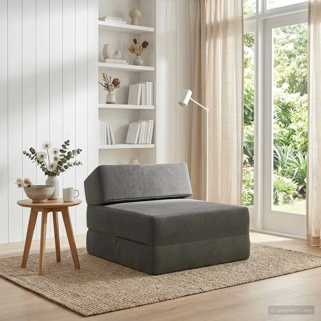 Divano Letto Pieghevole Grigio Scuro 60 x 70 x 41 cm Tessuto
