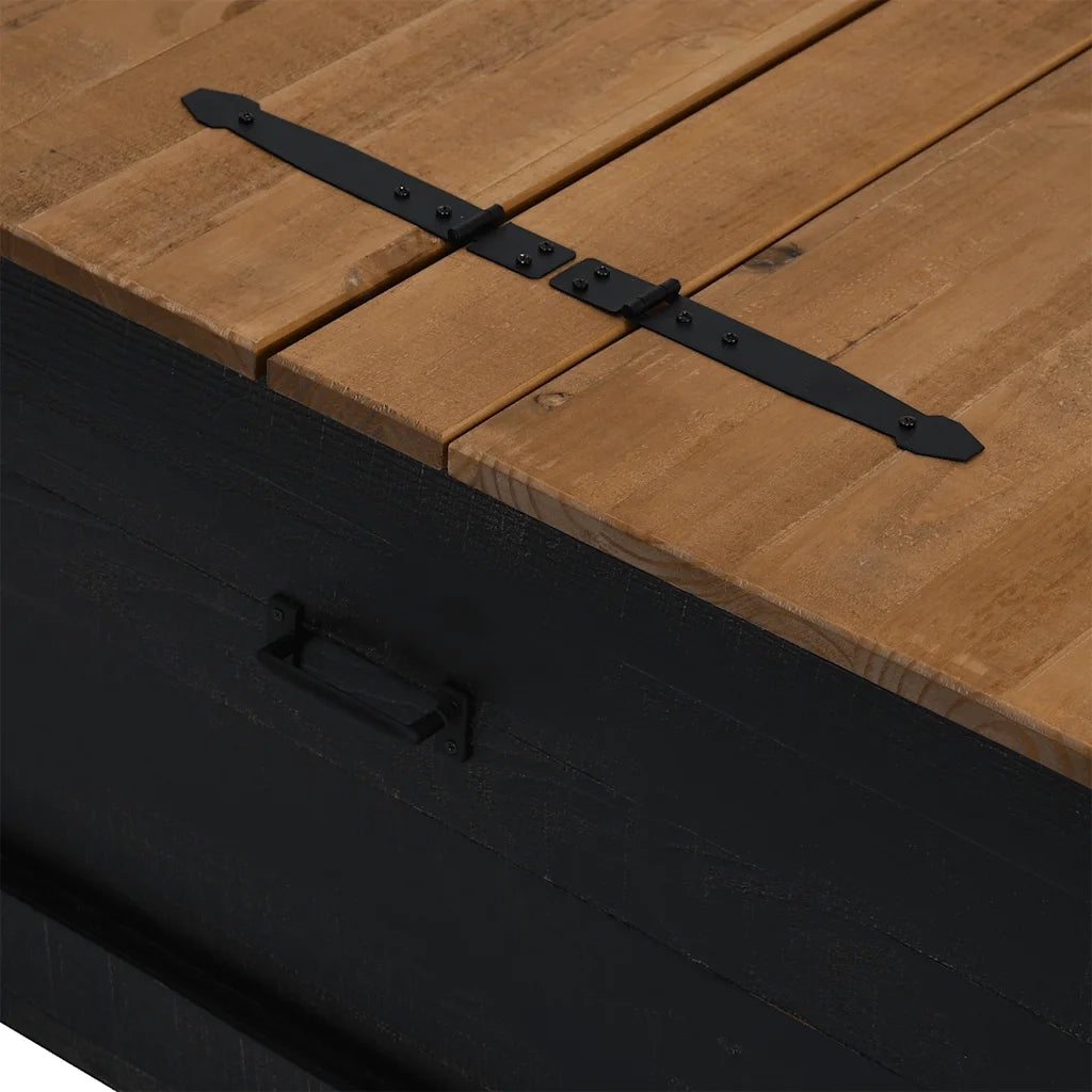 vidaXL Cassapanca HALDEN Nero 91x91x47 cm in Legno Massello di Pino