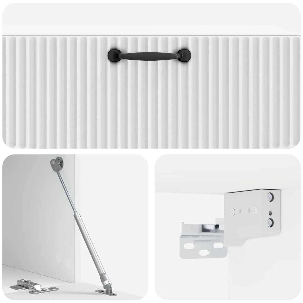 Mobile Porta TV da Muro Bianco Lucido 98 x 41 x 30 cm 899039