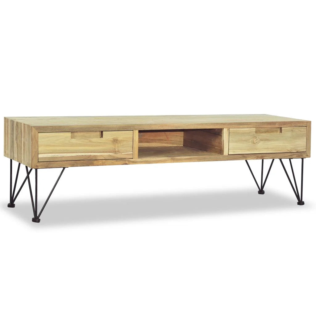 Pratico mobile porta TV/buffet di design 120 cm teak massello beige 2502249