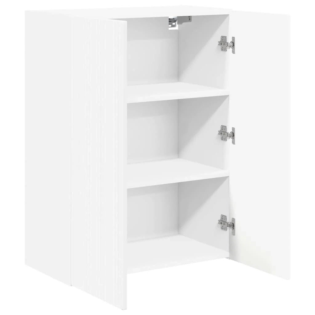 Mobile TV a parete dal design contemporaneo con pratico vano contenitore 59,5 x 31 x 80 cm legno composito bianco 02_0055030