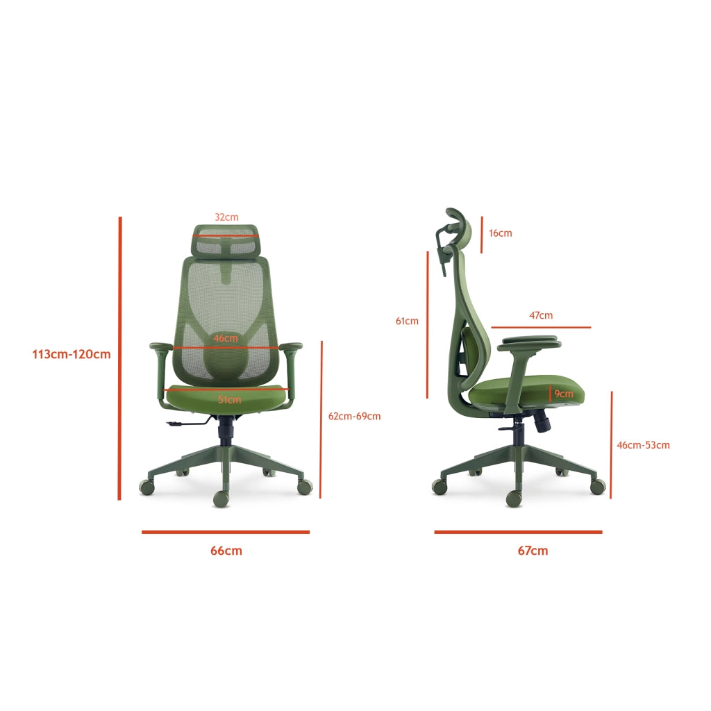 Sedia studio Hispanohogar altezza regolabile in tessuto verde