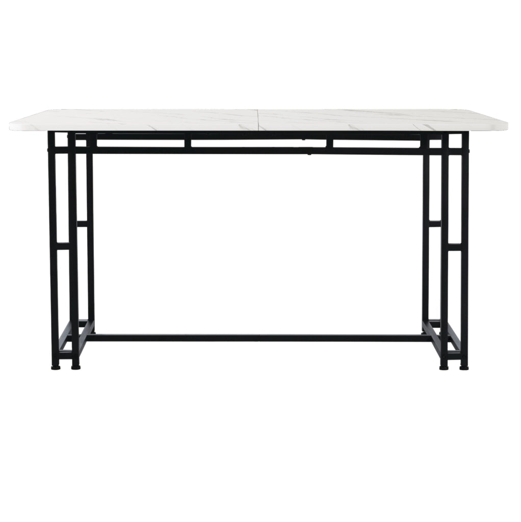 Tavolo da pranzo moderno 120 cm in MDF; con gambe in metallo nero; bianco e nero