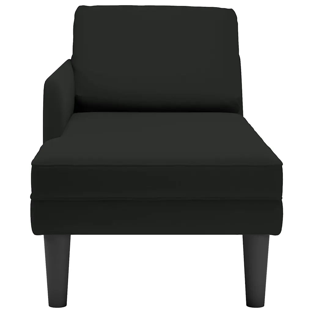 Sdraio con Cuscino e Bracciolo Destro in Velluto Nero 4009812