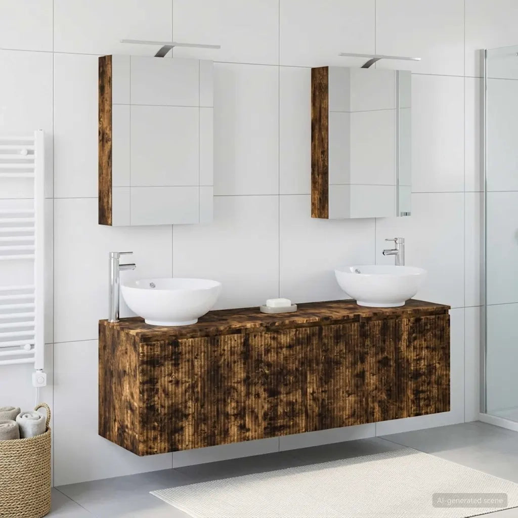 Set di Armadi da Bagno 5 pcs Rovere Fumo Legno ingegnerizzato 3406475