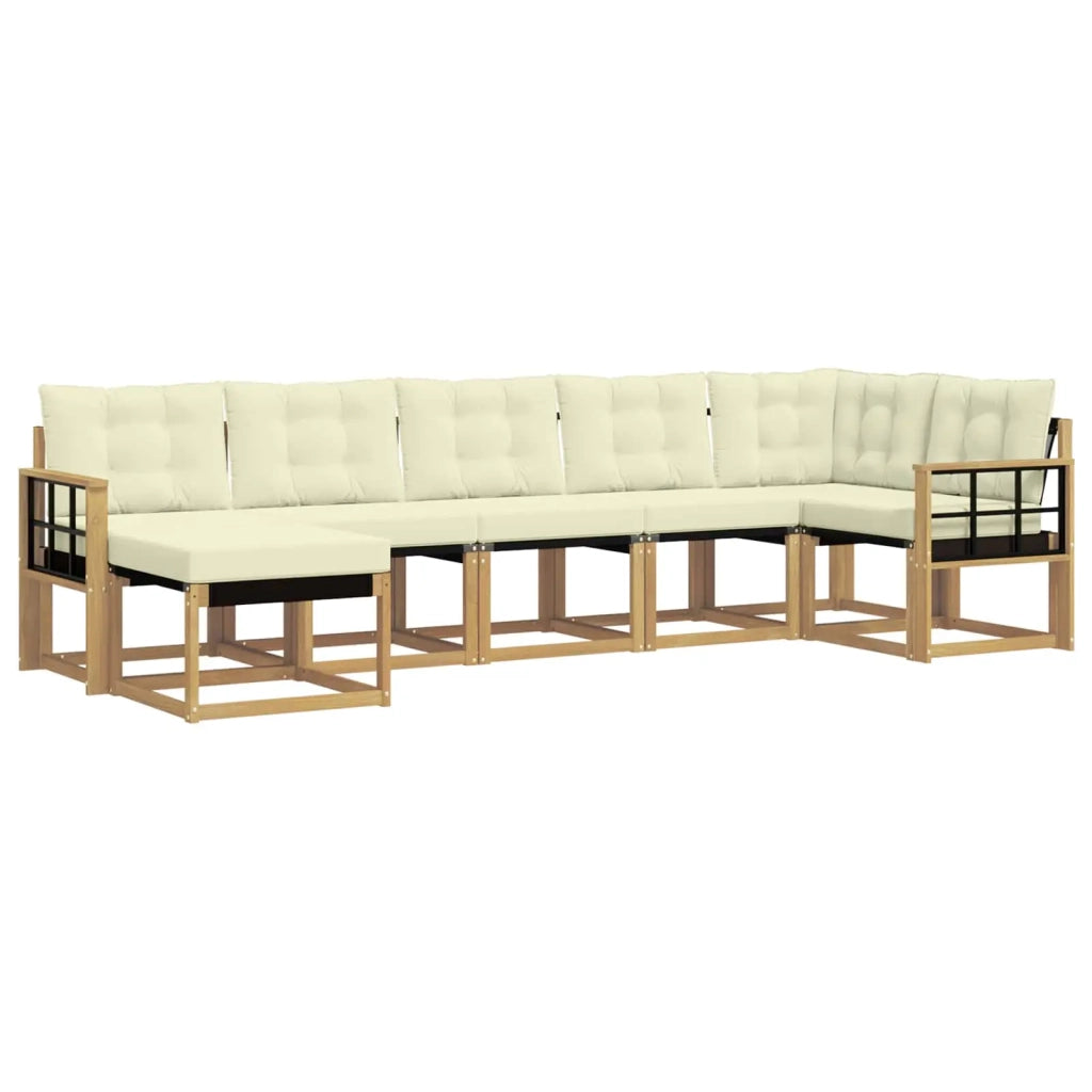 Set di divani da esterno con cuscino 7 pcs Bianco e Crema