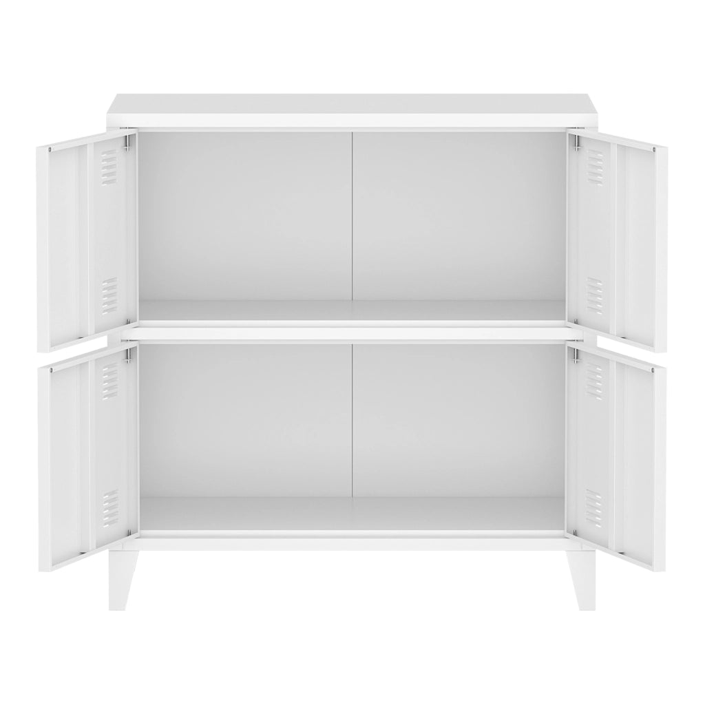 Armadio Hamina a 4 Ante Mobile in Acciaio per Archivio 82 x 80 x 40 cm Bianco [en.casa]