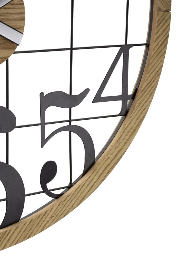 Orologio da Muro Numbers 60x2,5x60 cm in Ferro e MDF Nero e Marrone