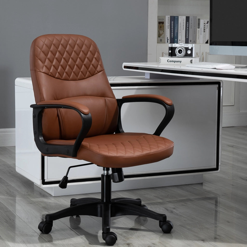 Poltrona da Ufficio Massaggiante Reclinabile con Altezza Reg. e Porta USB ¨C Minimal ¨C Similpelle Marrone, 59x63x92-101cm