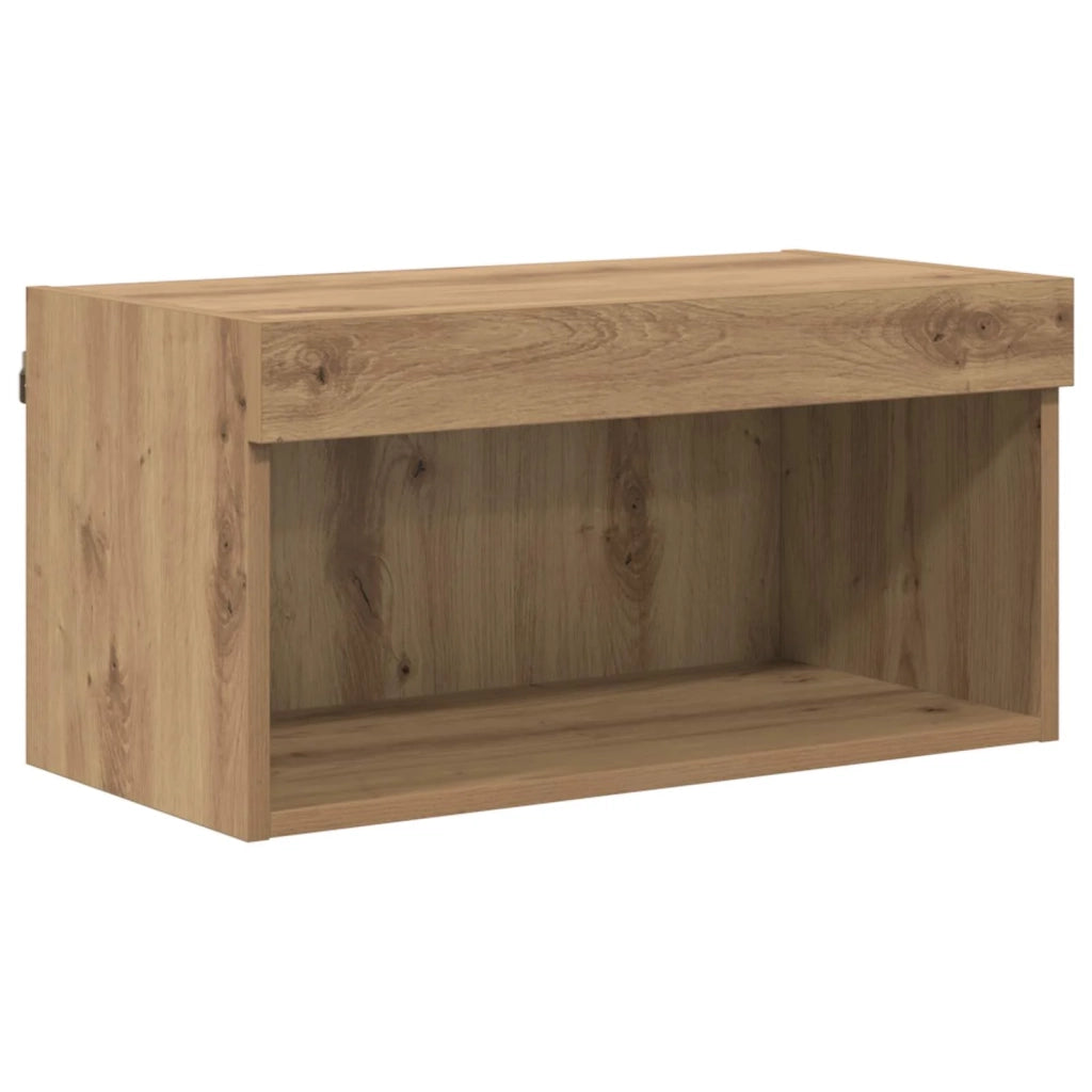 Mobile TV moderno da parete con illuminazione a LED 30 x 28,5 x 30 cm in legno di rovere ingegnerizzato finitura artigianale 02_0056089