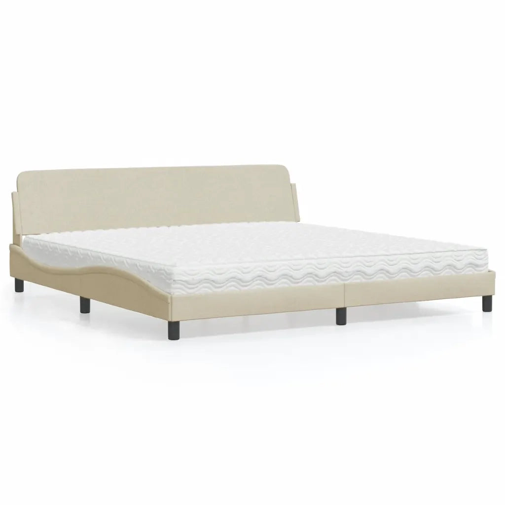 Letto con Materasso Dover Crema 200x200 cm in Tessuto 3208469