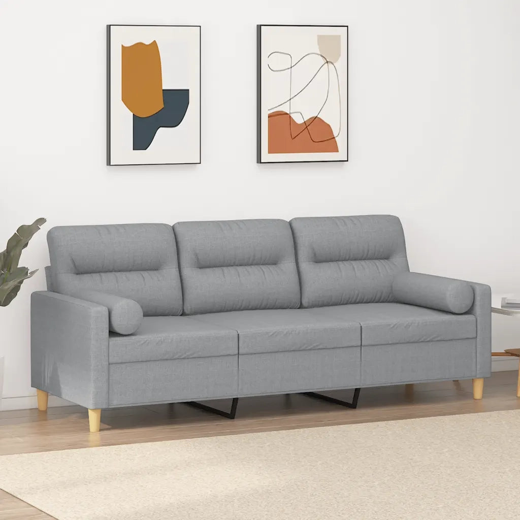 Divano a 3 Posti con Cuscini Grigio Chiaro 180 cm in Tessutocod mxl 126826