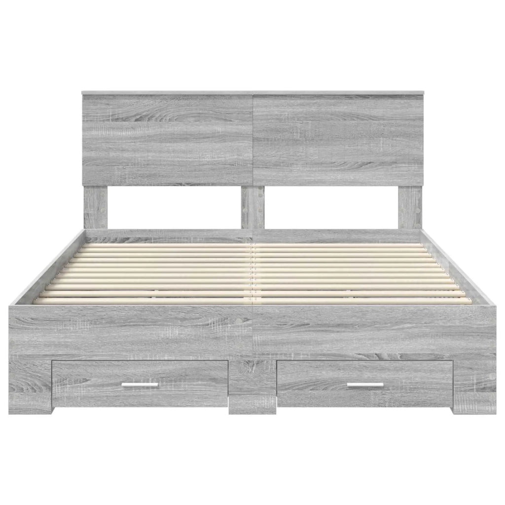Struttura del letto con testiera Grigio Sonoma 140 x 190 cm