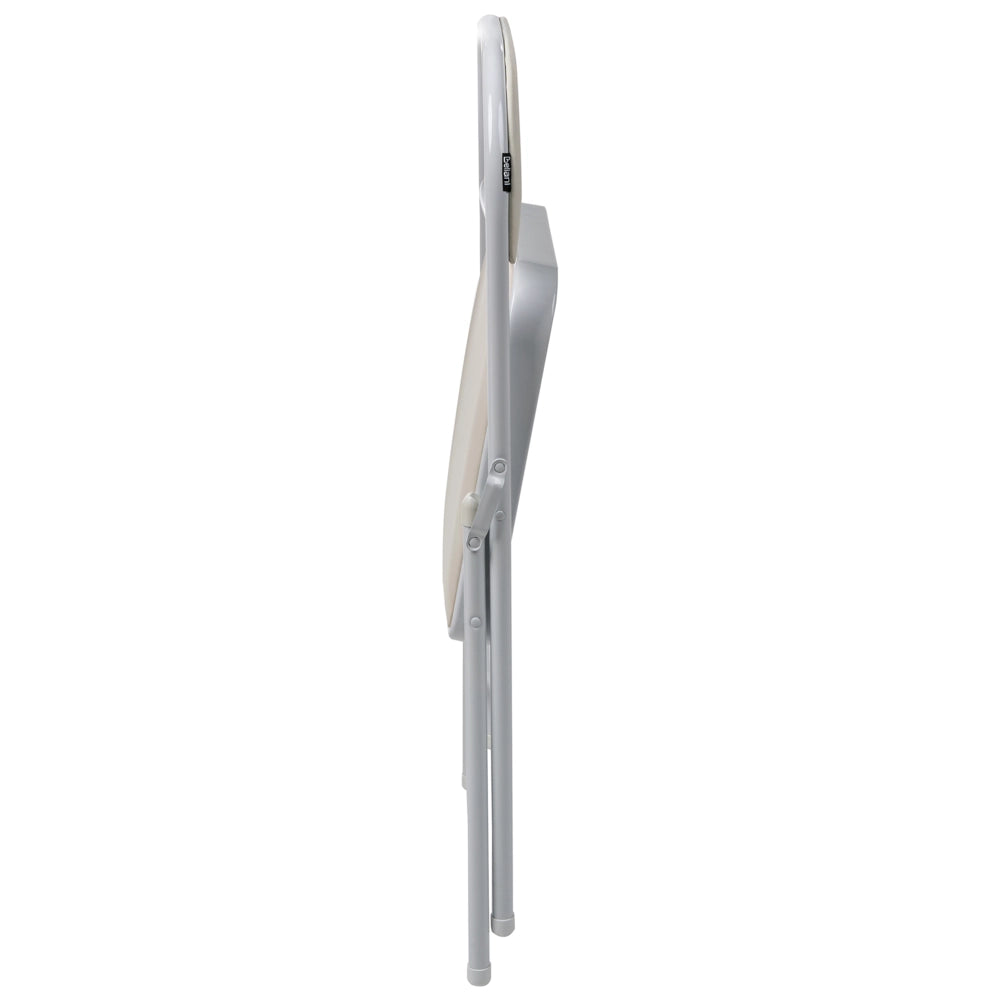 Set di 4 sedie pieghevoli con struttura in metallo color bianco e seduta e schienale imbottiti in tessuto PU Sedili ribaltabili