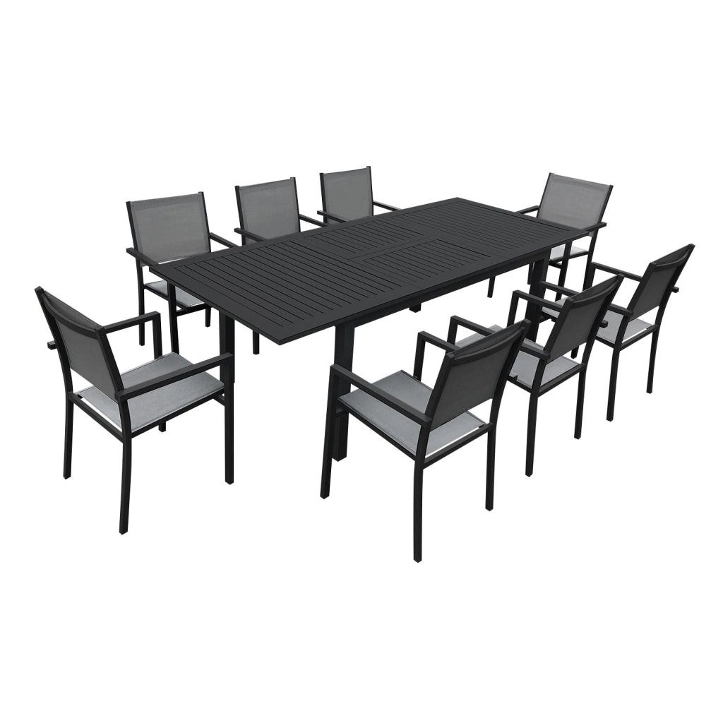 Set di mobili da giardino estensibili in textilene grigio CAPRI 8 posti - alluminio antracite
