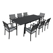 Set di mobili da giardino estensibili in textilene grigio CAPRI 8 posti - alluminio antracite