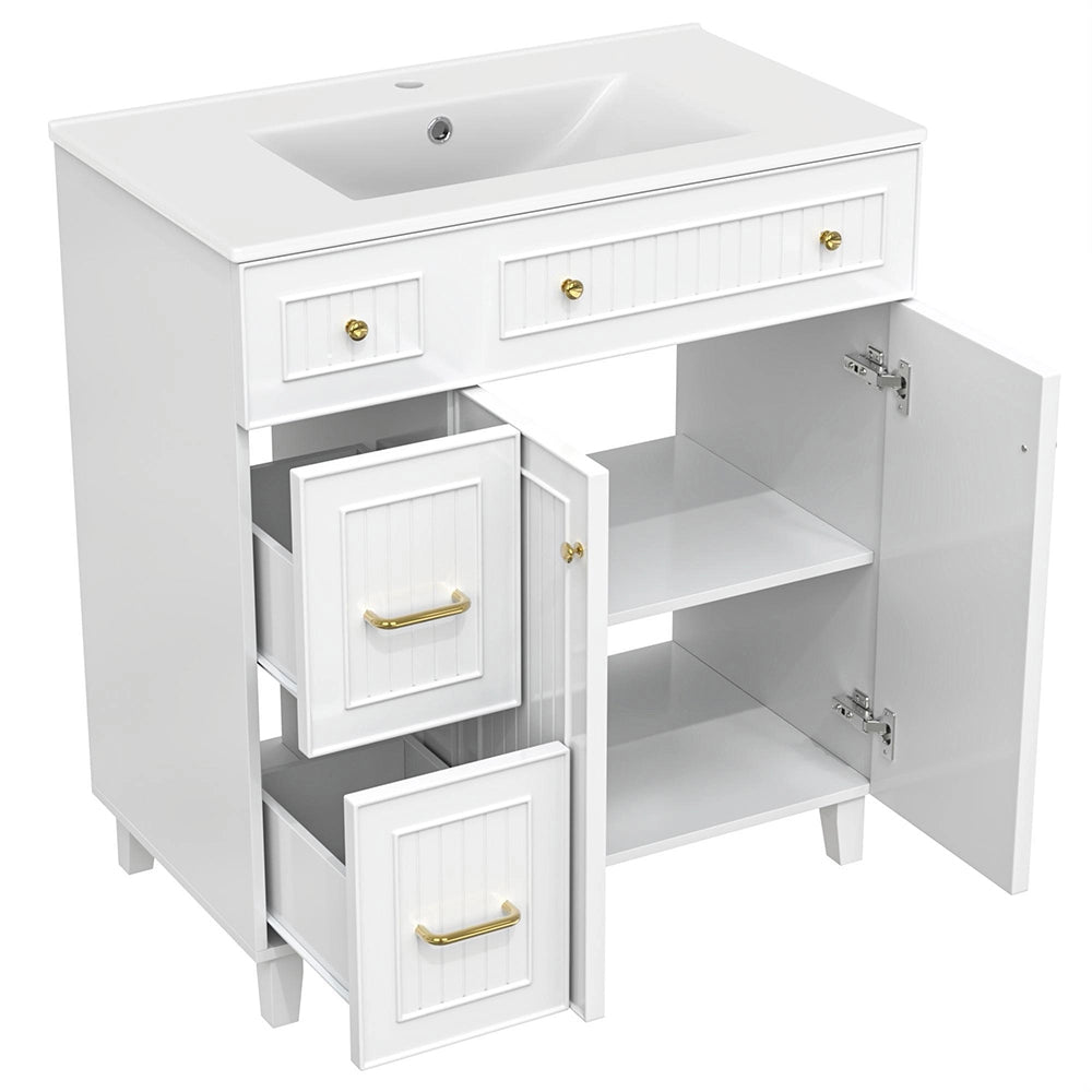 Armadio bagno con lavabo 81,7 cm - Xylo - Design moderno, superficie laccata, spazio multifunzionale