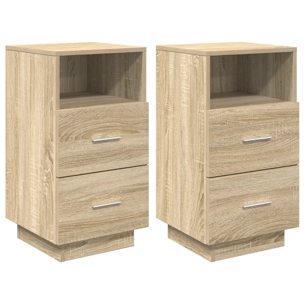 Comodini 2 pz con 2 Cassetti Rovere Sonoma 36x36x68 cm 858583