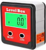 Misuratore angolare digitale magnetico - angolo di inclinazione a giroscopio con display LCD - inclinometro preciso - goniometro - strumento di misura idrofobo - magneti integrati - rosso