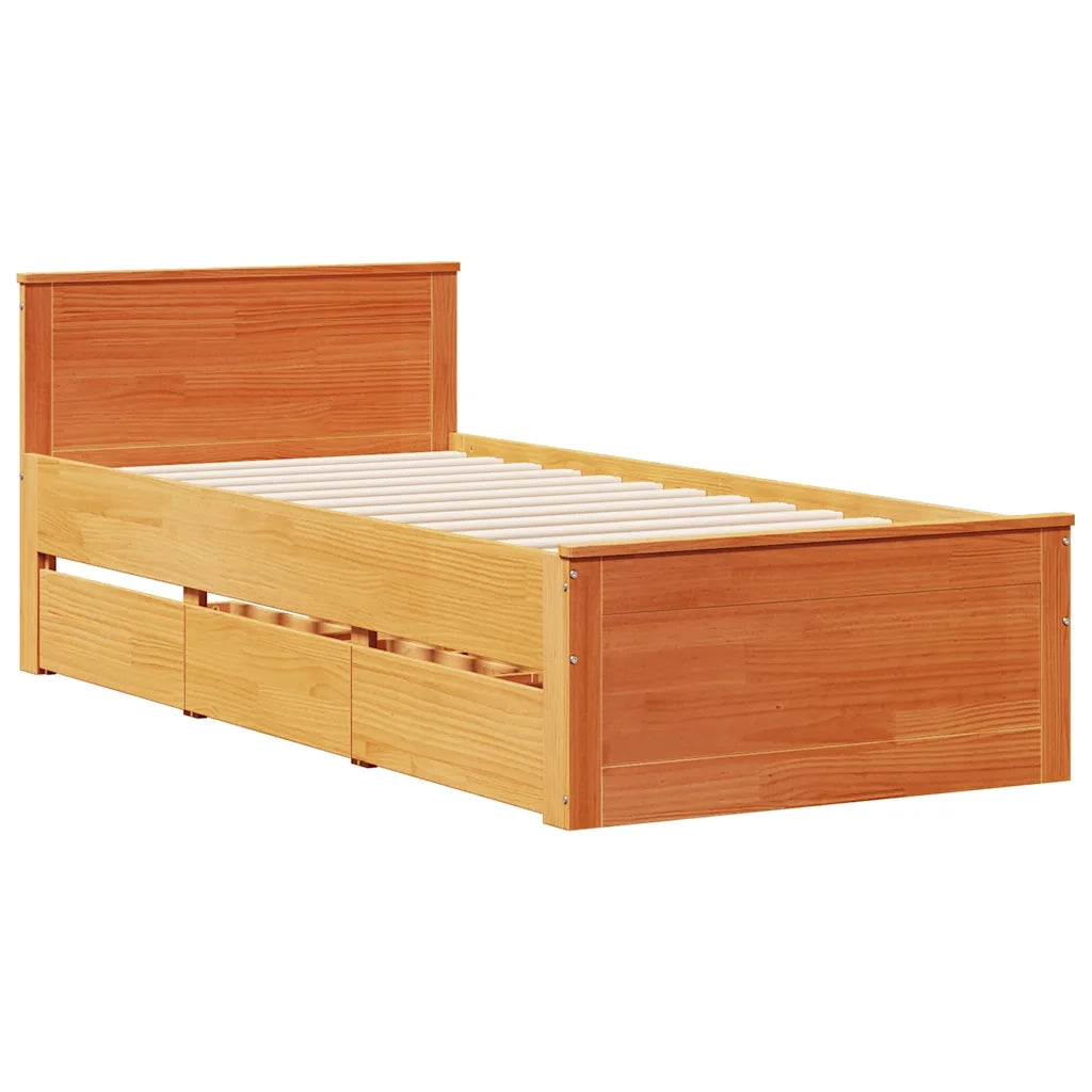 Giroletto senza Materasso con Testiera Marrone Cera 90x190 Pino 3308788