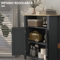 kleankin Mobiletto Bagno a 3 Ripiani in MDF e Truciolato con Ripiano Interno Regolabile, 60x30x80.5 cm
