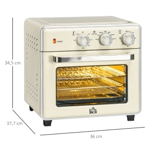 Mini Forno Ventilato 20 L 1400 W 7 in 1 con Temperatura 90-230°C; Timer 60 Min e Cestello