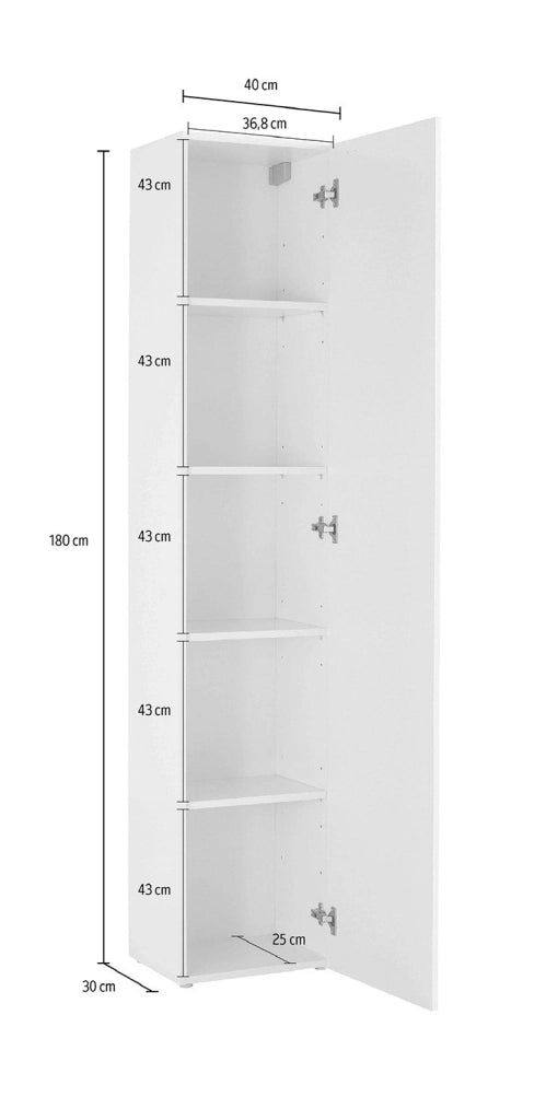 Armadio 1 Anta 40x30x180 cm Maruska Grigio Antracite Opaco
