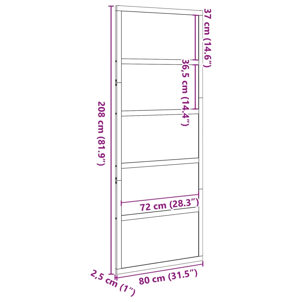 Porta del Granaio Marrone 80x208 cm in Legno Massello di Pino 850637