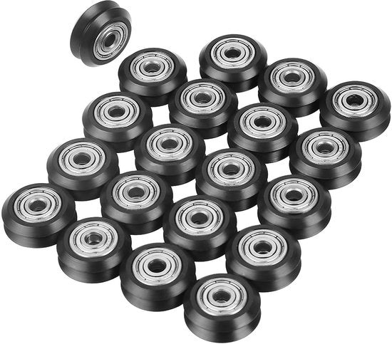 Kit di rulli V 20 pezzi - 625 mm - Diametro interno 5 mm - Materiale POM - Alta resistenza al trascinamento