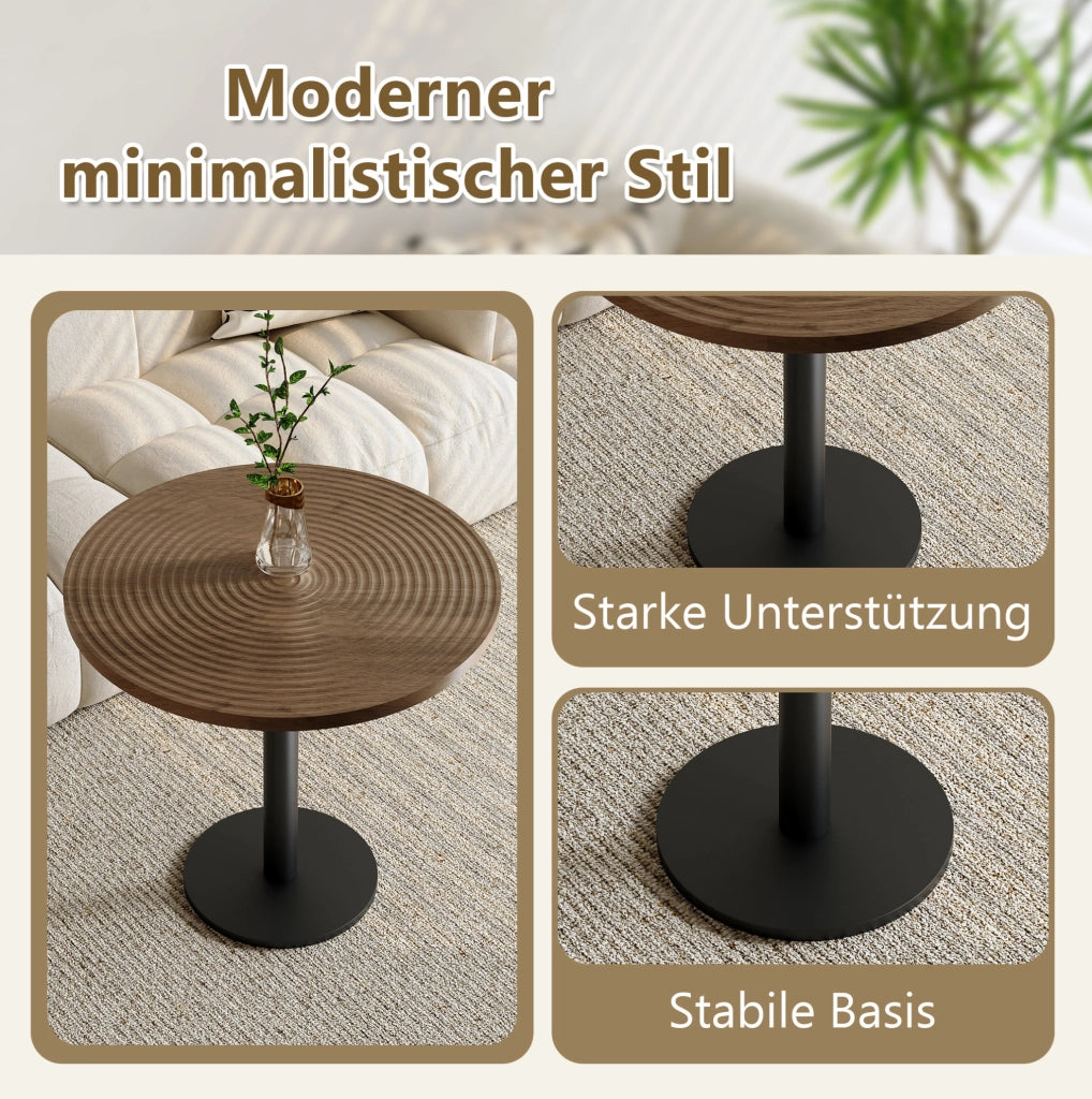TAVOLO da pranzo rotondo Ø 80 cm MDF effetto legno e metallo nero